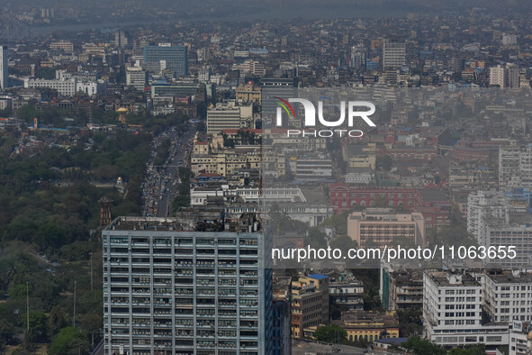 Smog is covering most parts of the cityscape in Kolkata, India, on March 10, 2024. 