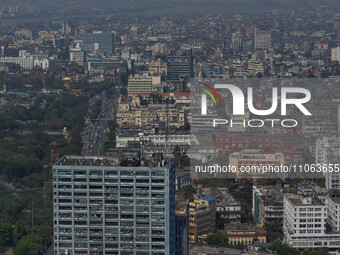 Smog is covering most parts of the cityscape in Kolkata, India, on March 10, 2024. (