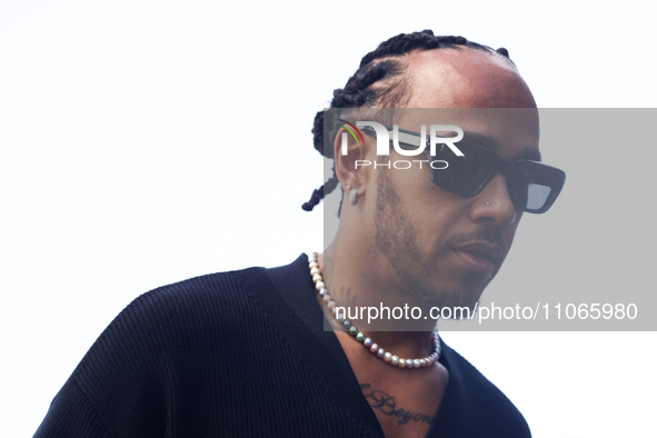 Lewis Hamilton of Mercedes before first practice ahead of the Formula 1 Saudi Arabian Grand Prix at Jeddah Corniche Circuit in Jeddah, Saudi...