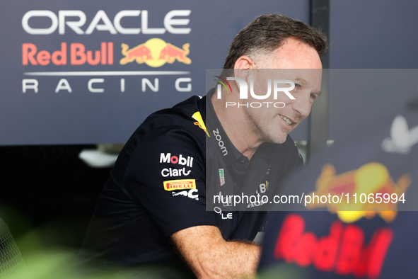 Christian Horner before the Formula 1 Saudi Arabian Grand Prix at Jeddah Corniche Circuit in Jeddah, Saudi Arabia on March 9, 2024. 