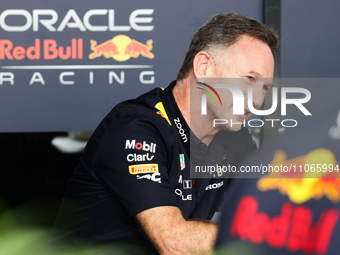 Christian Horner before the Formula 1 Saudi Arabian Grand Prix at Jeddah Corniche Circuit in Jeddah, Saudi Arabia on March 9, 2024. (