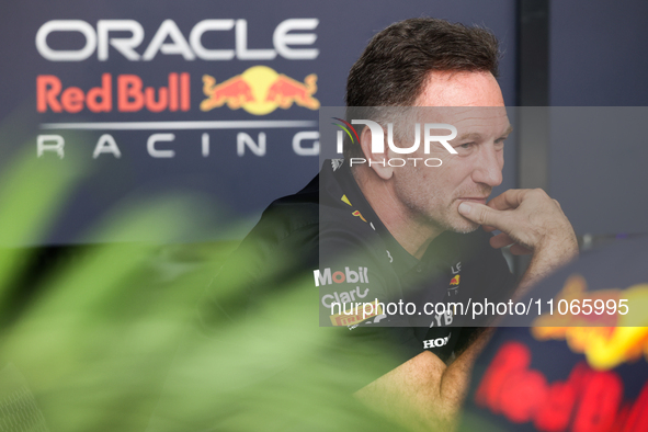 Christian Horner before the Formula 1 Saudi Arabian Grand Prix at Jeddah Corniche Circuit in Jeddah, Saudi Arabia on March 9, 2024. 