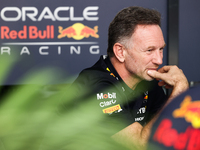 Christian Horner before the Formula 1 Saudi Arabian Grand Prix at Jeddah Corniche Circuit in Jeddah, Saudi Arabia on March 9, 2024. (