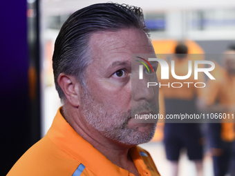 Zak Brown before the Formula 1 Saudi Arabian Grand Prix at Jeddah Corniche Circuit in Jeddah, Saudi Arabia on March 9, 2024. (