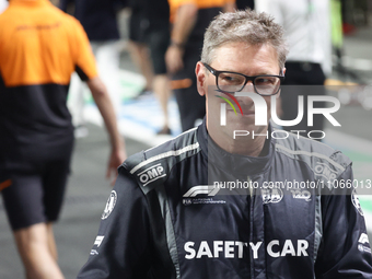 Bernd Maylander before the Formula 1 Saudi Arabian Grand Prix at Jeddah Corniche Circuit in Jeddah, Saudi Arabia on March 9, 2024. (