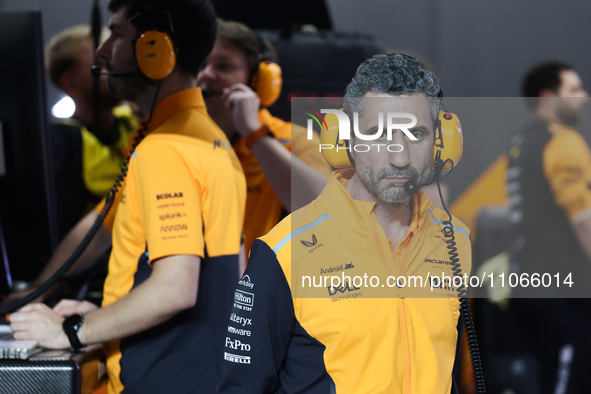 Andrea Stella before the Formula 1 Saudi Arabian Grand Prix at Jeddah Corniche Circuit in Jeddah, Saudi Arabia on March 9, 2024. 