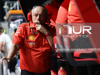 Frederic Vasseur before the Formula 1 Saudi Arabian Grand Prix at Jeddah Corniche Circuit in Jeddah, Saudi Arabia on March 9, 2024. (