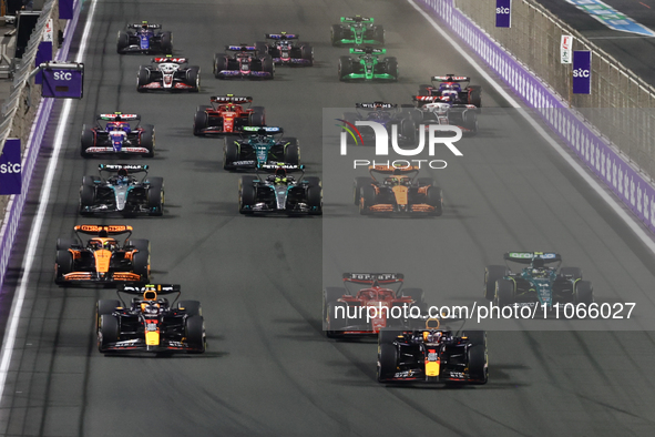 Start of the Formula 1 Saudi Arabian Grand Prix at Jeddah Corniche Circuit in Jeddah, Saudi Arabia on March 9, 2024. 