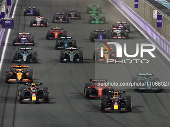 Start of the Formula 1 Saudi Arabian Grand Prix at Jeddah Corniche Circuit in Jeddah, Saudi Arabia on March 9, 2024. (