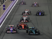 Lance Stroll of Aston Martin Aramco, Yuki Tsunoda of RB, Oliver Bearman of Ferrari and Kevin Magnussen of Haas during the Formula 1 Saudi Ar...