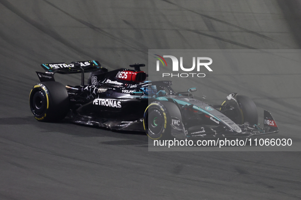 George Russell of Mercedes during the Formula 1 Saudi Arabian Grand Prix at Jeddah Corniche Circuit in Jeddah, Saudi Arabia on March 9, 2024...