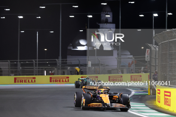 Oscar Piastri of McLaren during the Formula 1 Saudi Arabian Grand Prix at Jeddah Corniche Circuit in Jeddah, Saudi Arabia on March 9, 2024. 