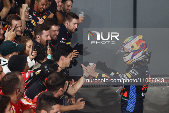 Sergio Perez of Red Bull Racing after the Formula 1 Saudi Arabian Grand Prix at Jeddah Corniche Circuit in Jeddah, Saudi Arabia on March 9,...