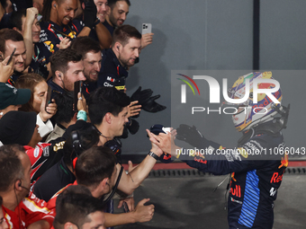 Sergio Perez of Red Bull Racing after the Formula 1 Saudi Arabian Grand Prix at Jeddah Corniche Circuit in Jeddah, Saudi Arabia on March 9,...