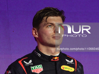 Max Verstappen of Red Bull Racing at the podium after the Formula 1 Saudi Arabian Grand Prix at Jeddah Corniche Circuit in Jeddah, Saudi Ara...