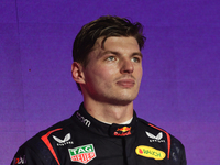 Max Verstappen of Red Bull Racing at the podium after the Formula 1 Saudi Arabian Grand Prix at Jeddah Corniche Circuit in Jeddah, Saudi Ara...