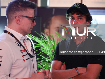 Peter Bonnington and Andrea Kimi Antonelli after the Formula 1 Saudi Arabian Grand Prix at Jeddah Corniche Circuit in Jeddah, Saudi Arabia o...