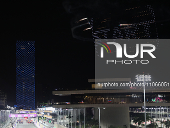 Drone show before the Formula 1 Saudi Arabian Grand Prix at Jeddah Corniche Circuit in Jeddah, Saudi Arabia on March 9, 2024. (