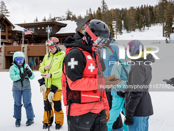 Andy Anderson, an Avalanche Forecaster with the Sierra Avalanche Center, is leading an avalanche transceiver workshop at Sugar Bowl Resort i...