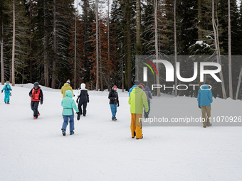 Andy Anderson, an Avalanche Forecaster with the Sierra Avalanche Center, is leading an avalanche transceiver workshop at Sugar Bowl Resort i...