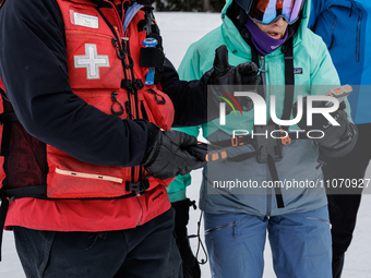 Andy Anderson, an Avalanche Forecaster with the Sierra Avalanche Center, is leading an avalanche transceiver workshop at Sugar Bowl Resort i...