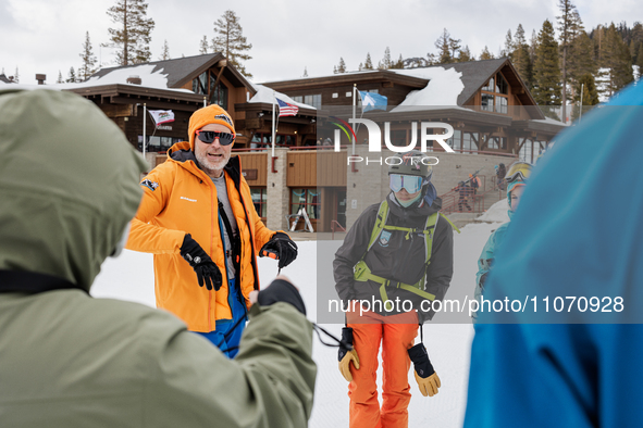 Andy Anderson, an Avalanche Forecaster with the Sierra Avalanche Center, is leading an avalanche transceiver workshop at Sugar Bowl Resort i...