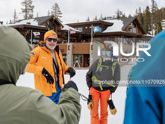 Andy Anderson, an Avalanche Forecaster with the Sierra Avalanche Center, is leading an avalanche transceiver workshop at Sugar Bowl Resort i...