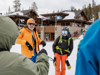 Andy Anderson, an Avalanche Forecaster with the Sierra Avalanche Center, is leading an avalanche transceiver workshop at Sugar Bowl Resort i...