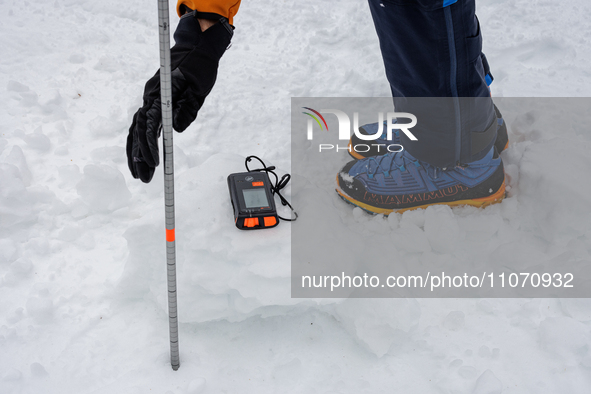 Andy Anderson, an Avalanche Forecaster with the Sierra Avalanche Center, is leading an avalanche transceiver workshop at Sugar Bowl Resort i...