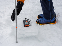 Andy Anderson, an Avalanche Forecaster with the Sierra Avalanche Center, is leading an avalanche transceiver workshop at Sugar Bowl Resort i...