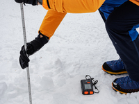 Andy Anderson, an Avalanche Forecaster with the Sierra Avalanche Center, is leading an avalanche transceiver workshop at Sugar Bowl Resort i...