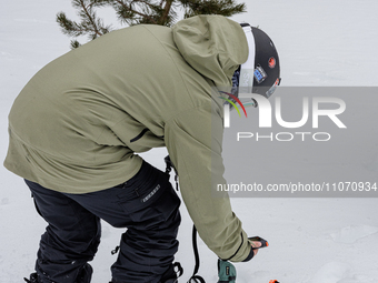 Andy Anderson, an Avalanche Forecaster with the Sierra Avalanche Center, is leading an avalanche transceiver workshop at Sugar Bowl Resort i...