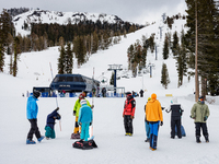 Andy Anderson, an Avalanche Forecaster with the Sierra Avalanche Center, is leading an avalanche transceiver workshop at Sugar Bowl Resort i...