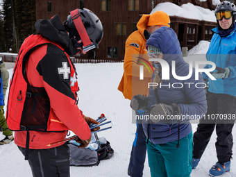 Andy Anderson, an Avalanche Forecaster with the Sierra Avalanche Center, is leading an avalanche transceiver workshop at Sugar Bowl Resort i...