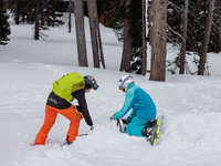 Andy Anderson, an Avalanche Forecaster with the Sierra Avalanche Center, is leading an avalanche transceiver workshop at Sugar Bowl Resort i...