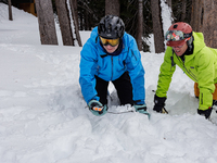 Andy Anderson, an Avalanche Forecaster with the Sierra Avalanche Center, is leading an avalanche transceiver workshop at Sugar Bowl Resort i...