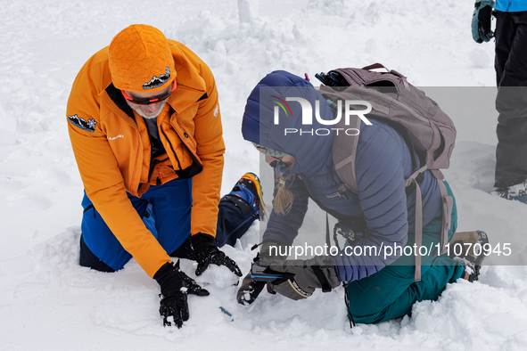 Andy Anderson, an Avalanche Forecaster with the Sierra Avalanche Center, is leading an avalanche transceiver workshop at Sugar Bowl Resort i...