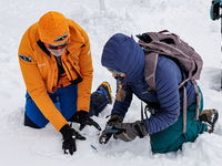 Andy Anderson, an Avalanche Forecaster with the Sierra Avalanche Center, is leading an avalanche transceiver workshop at Sugar Bowl Resort i...