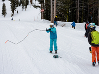 Andy Anderson, an Avalanche Forecaster with the Sierra Avalanche Center, is leading an avalanche transceiver workshop at Sugar Bowl Resort i...