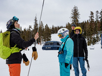 Andy Anderson, an Avalanche Forecaster with the Sierra Avalanche Center, is leading an avalanche transceiver workshop at Sugar Bowl Resort i...