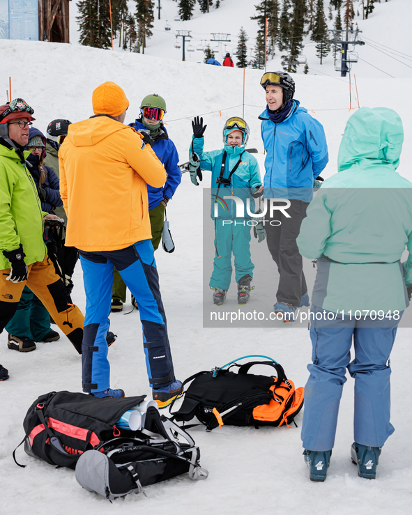 Andy Anderson, an Avalanche Forecaster with the Sierra Avalanche Center, is leading an avalanche transceiver workshop at Sugar Bowl Resort i...