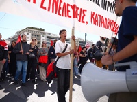 Demonstrators attend a protest held by 
student associations and educational unions against the bill for the establishment of private unive...