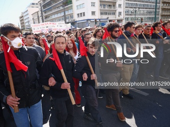 Demonstrators attend a protest held by 
student associations and educational unions against the bill for the establishment of private unive...