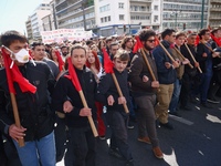 Demonstrators attend a protest held by 
student associations and educational unions against the bill for the establishment of private unive...