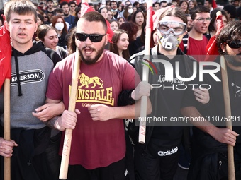 Demonstrators attend a protest held by 
student associations and educational unions against the bill for the establishment of private unive...