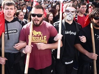 Demonstrators attend a protest held by 
student associations and educational unions against the bill for the establishment of private unive...