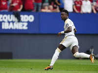 Vinicius Junior left winger of Real Madrid and Brazil celebrates after scoring his sides first goal during the LaLiga EA Sports match betwee...