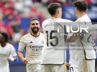 Daniel Carvajal right-back of Real Madrid and Spain celebrates after scoring his sides first goal during the LaLiga EA Sports match between...