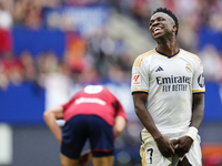 Vinicius Junior left winger of Real Madrid and Brazil lament a failed occasion during the LaLiga EA Sports match between CA Osasuna and Real...