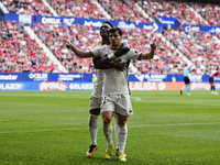 Brahim Diaz attacking midfield of Real Madrid and Spain celebrates after scoring his sides first goal during the LaLiga EA Sports match betw...